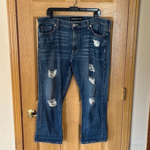 Express Denim - Express Boyfriend Distressed Ankle Jeans Size 14